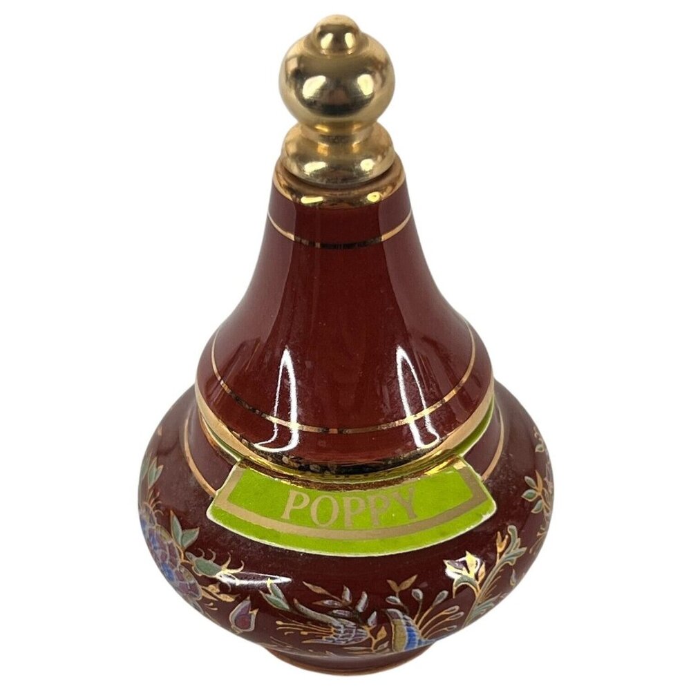Vintage Bardaco Solid Perfume Pot Poppy Made Greece Hand‎ Painted Unused Bottle